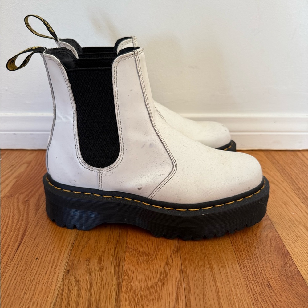 Dr. Martens Women's White Platform Chelsea Boots